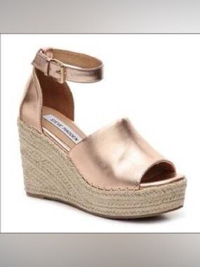 Steve Madden Metallic Rose Gold Espadrille Wedge Sandal